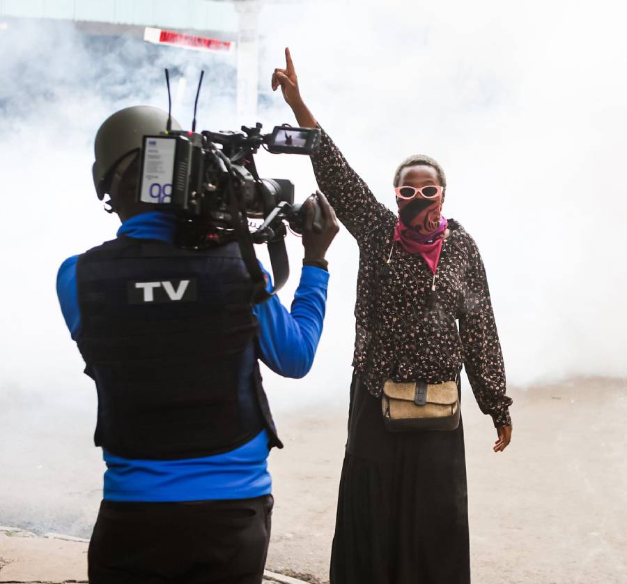 On 16 July 2024, in Nairobi, Kenya, during a mass demonstration against the government's budget bill. BONIFACE MUTHONI/ZUMA-REA