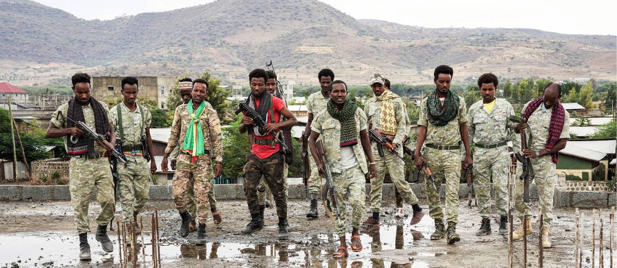 Fanos militiamen in the Amhara region, 18 January 2022. ALVARO CANOVAS/PARISMATCH/SCOOP