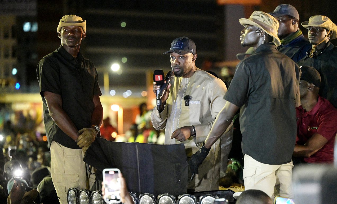 12 November 2024, in Dakar, Ousmane Sonko on the campaign trail for the legislative elections. SEYLLOU/AFP