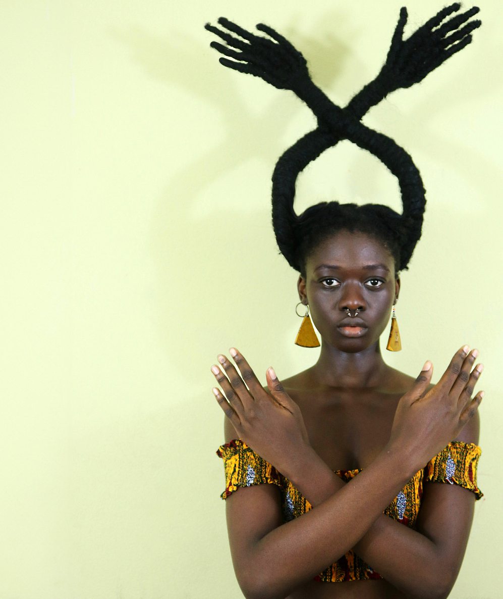 Self-portrait of artist Laetitia Ky, known for her hair sculptures. LAETITIA KY