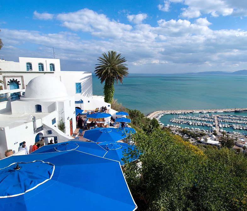 Sidi Bou Saïd, ‘the most beautiful village in the world’, 20 km from the city centre. ROBERTHARDING/ALAMY STOCK PHOTO