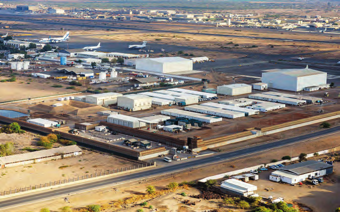 In the foreground, the Japanese military base; in the background, on the other side of the airport runway, Camp Lemonnier (the American base).PATRICK ROBERT