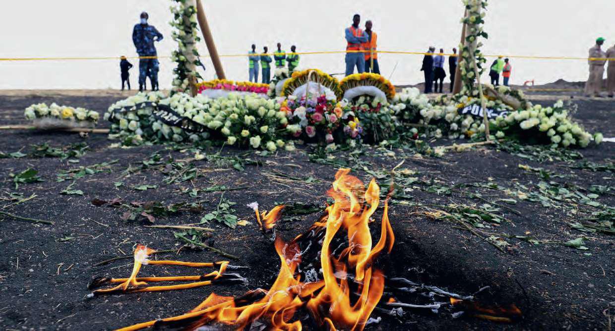 Meditation at the site of the crash of flight ET 302, which killed 157 people on March 10, 2019, near Addis Ababa.TIKSA NEGERI / REUTERS