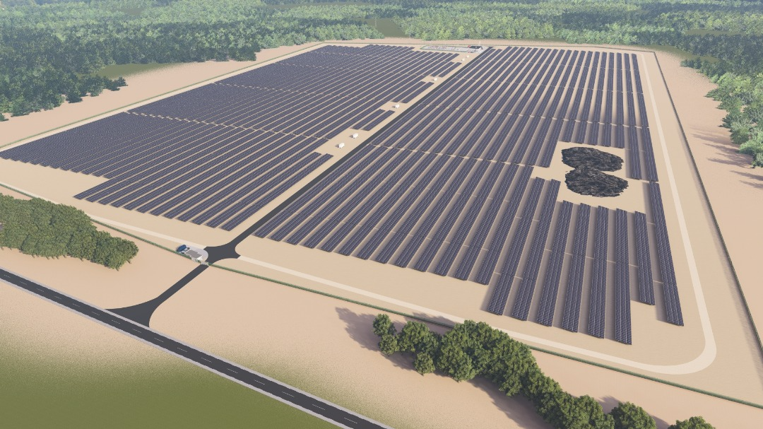 Overhead 3D model of the Ferké Solar solar power plant/PFO Africa.