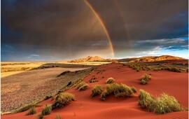 Un arc-en-ciel dans le désert namibien.MARK DUMBLETON/SHUTTERSTOCK