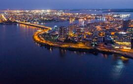 The Plateau district in Abidjan at night. NABIL ZORKOT
