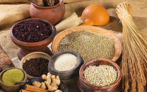 A selection of African spices and grains. NABIL ZORKOT