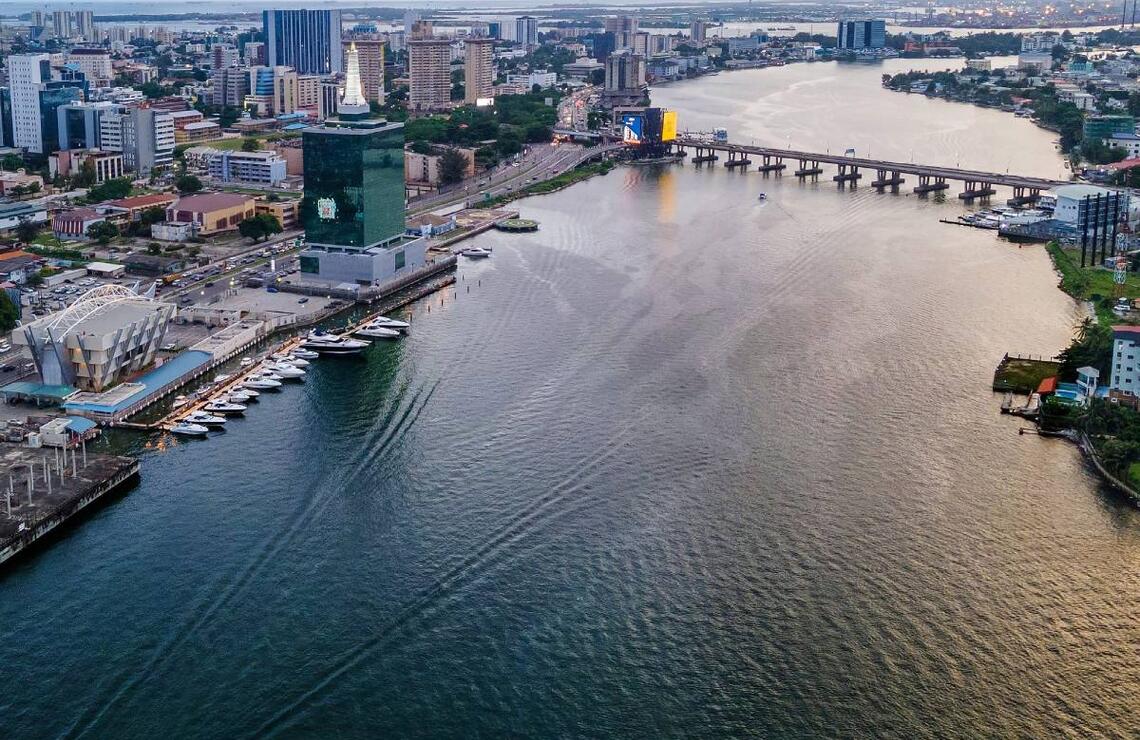 Aerial view of Victoria Island, the economic centre of Lagos. ABOLAJI RASAQ/SHUTTERSTOCK