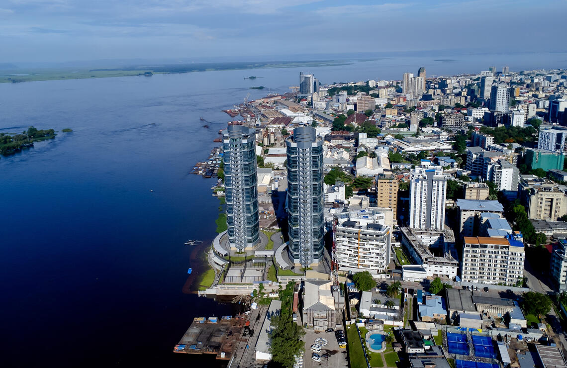 In the gigantic capital, the chic Gombe district on the banks of the Congo River. Shutterstock