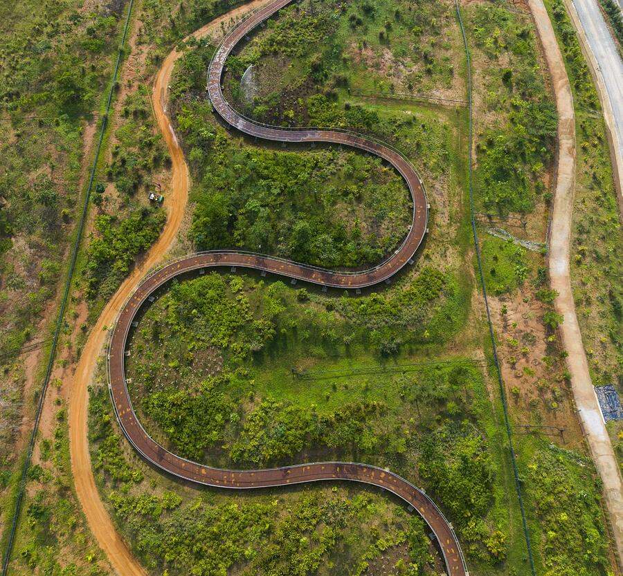 For the public walkway, the secure footbridge, one metre above the ground, to avoid influencing the natural environment. NABIL ZORKOT