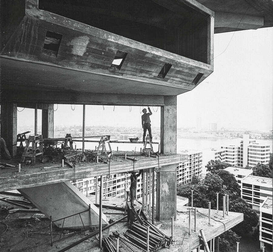 The Pyramid of Abidjan under construction, circa 1973, ALESSANDRO GLODER
